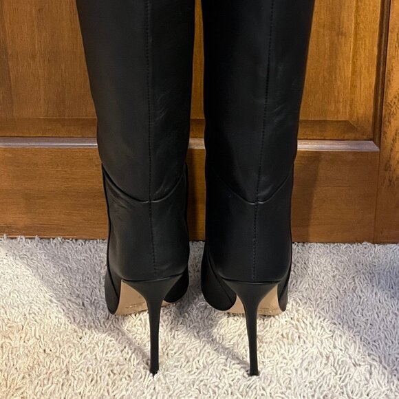 IDENTITA Black Leather "Dayna" Italian Boots Knee High 10 / 40 - 120mm Heels - Picture 4 of 16